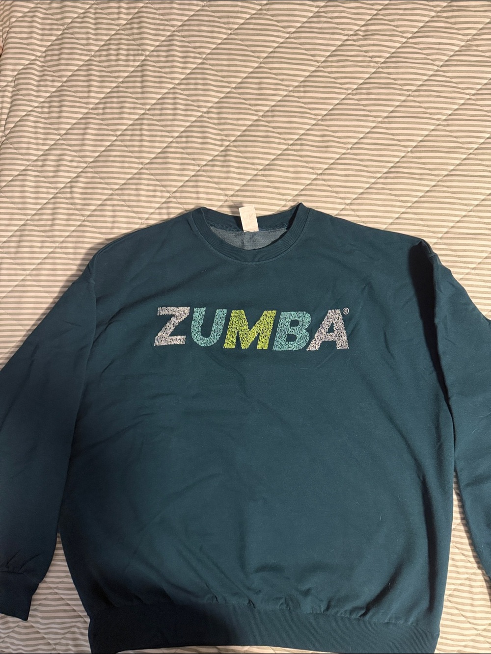UnisexZumba Fitness Teal Crewneck Sweatshirt with Multicolor Logo